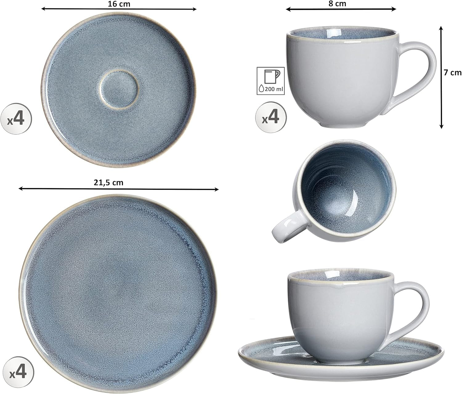 Ritzenhoff & Breker Skagen Sten kaffeservice, 12 stk., gråblå