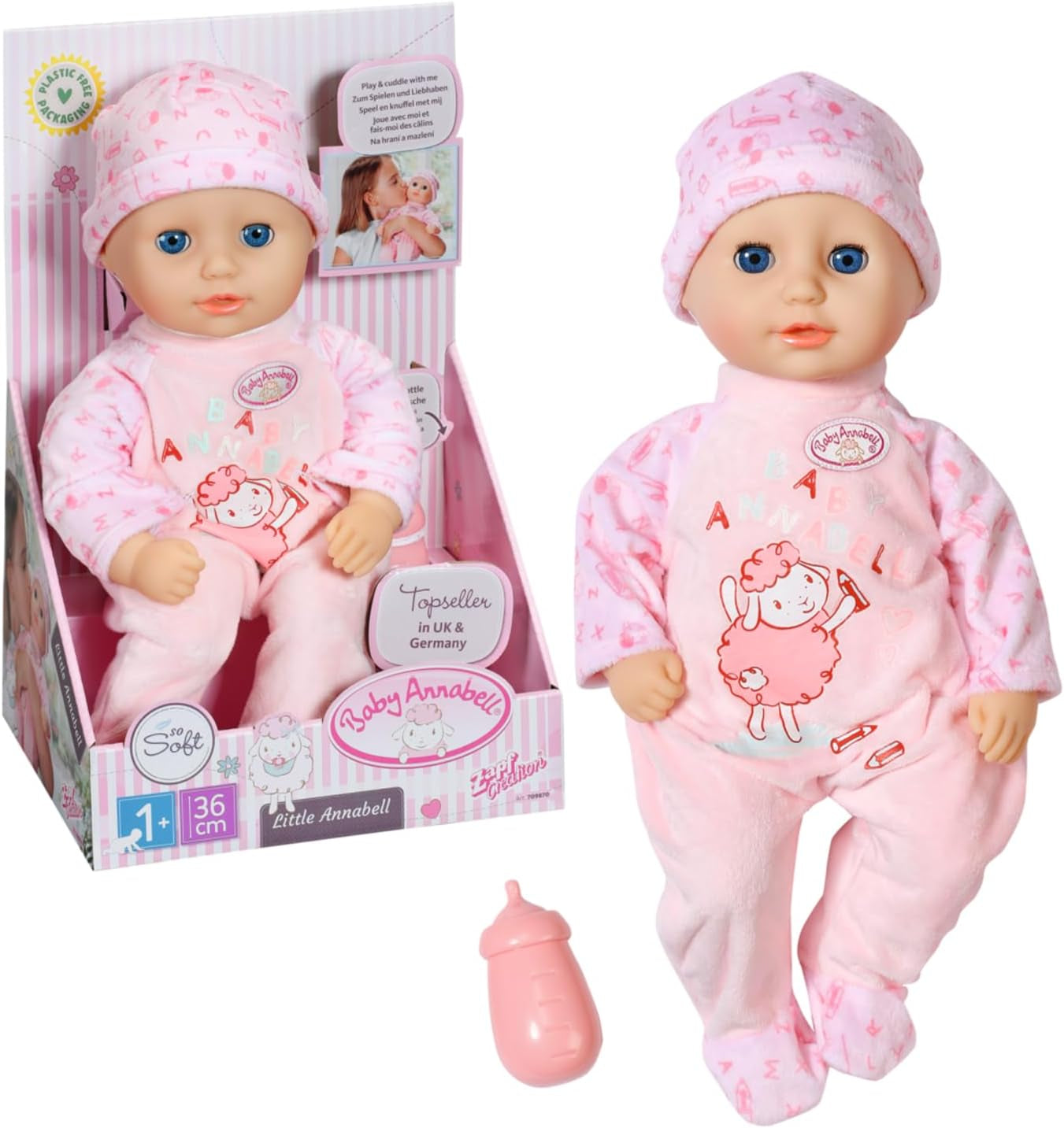 Annabell Lille Annabell blød dukke 36cm, med stofkrop og søvnige øjne, 36cm, 709870 Zapf Creation