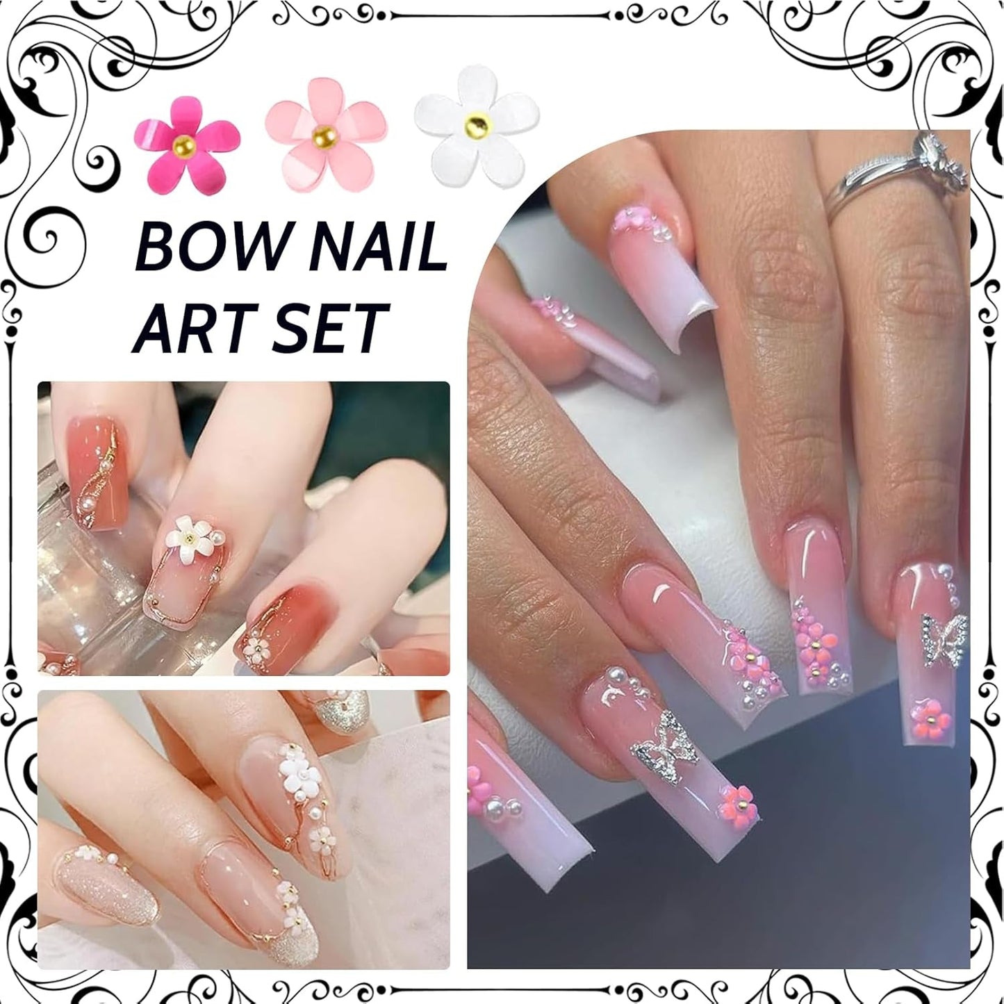 1 Karton Nail Art Charms, 3D Flowers Nagelkunst Charms, Acryl Blumen Nagel Strass Mit Ornamenten, Nagel Edelsteine, Nagel Zubehör Für Mädchen, Nagelkunst Dekoration, DIY Håndværk Nail Design