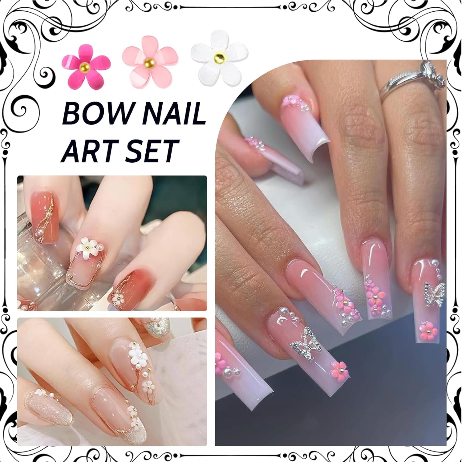 1 Karton Nail Art Charms, 3D Flowers Nagelkunst Charms, Acryl Blumen Nagel Strass Mit Ornamenten, Nagel Edelsteine, Nagel Zubehör Für Mädchen, Nagelkunst Dekoration, DIY Håndværk Nail Design