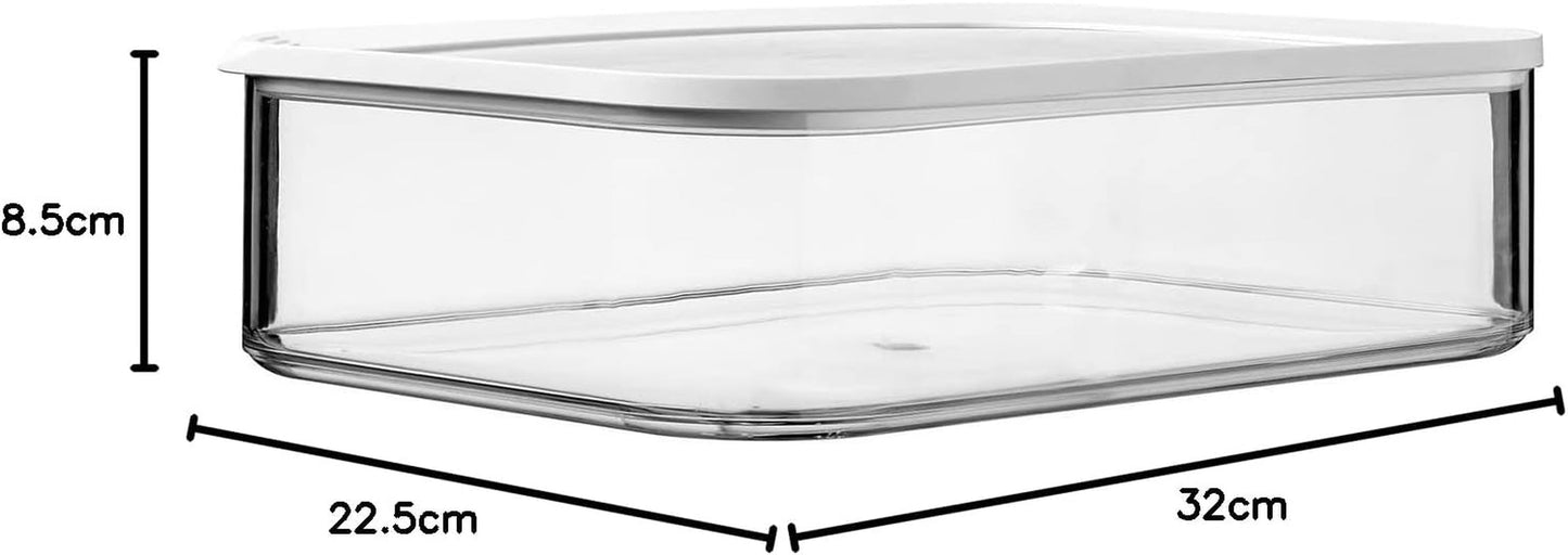 Mepal - Modula XXL Køleskabsopbevaringsboks - Madbeholder med låg - Køkkenopbevaringsboks og plastikopbevaringsboks - Stabelbar og forseglelig køleskabsholder - 4800ml - Hvide madopbevaringskasser Naty Shop