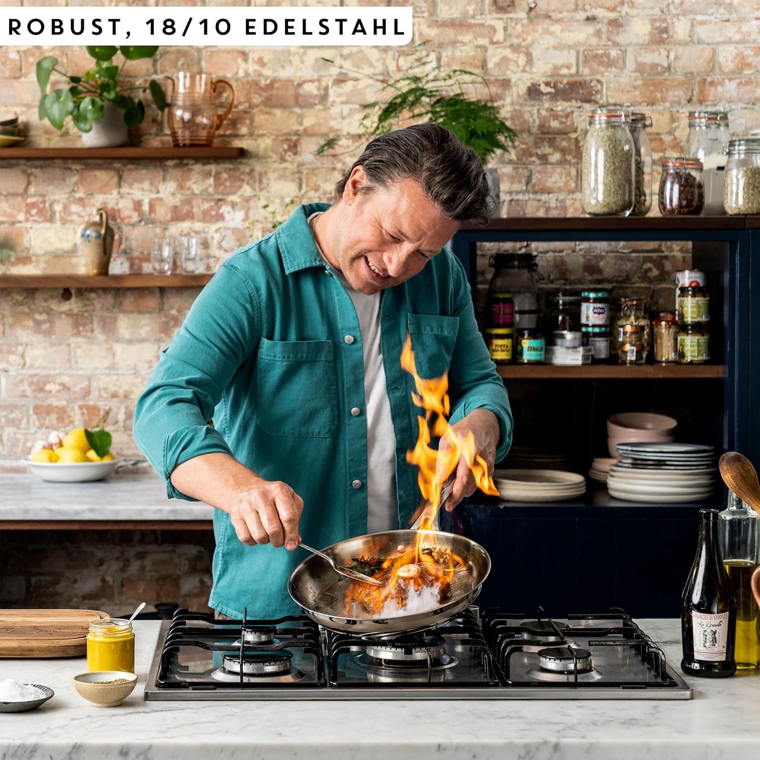 Jamie Oliver fra Tefal Cook Smart stegepande 28Cm, Ucoated rustfrit stål, Velegnet til induktion Gryder og pander Naty Shop