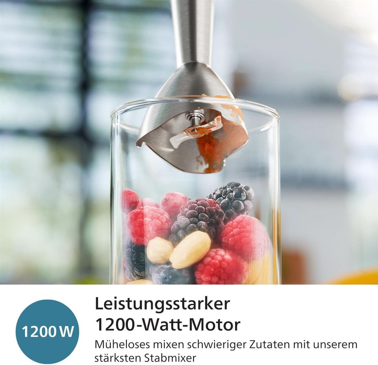Philips 5000-Serie Stabmixer - 1200W Leistung. Promix-teknologi. Led Geschwindigkeitsanzeiger. Stufenlose Geschwindigkeitseinstellung. Kompakt design. Leicht Zu Reinigen. Schwarz (HR2681/00) Køkken Naty Shop