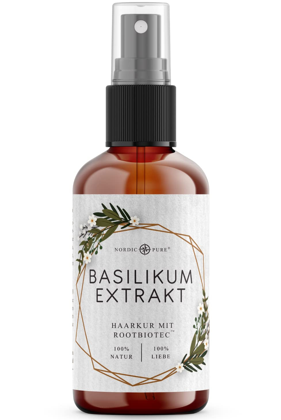 Hårkur med basilikumekstrakt fra Nordic Pure | Til pleje af tyndt, tørt og skrøbeligt hår | Kan forhindre hårtab 100ml Naty Shop hårpleje Standard titel