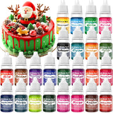 Pulveriseret madfarve - 24 højkoncentreret madfarve Levende madfarve til kager, macarons, fondant, bagning, glasur, smørcreme, småkager - 2 g (hver)
