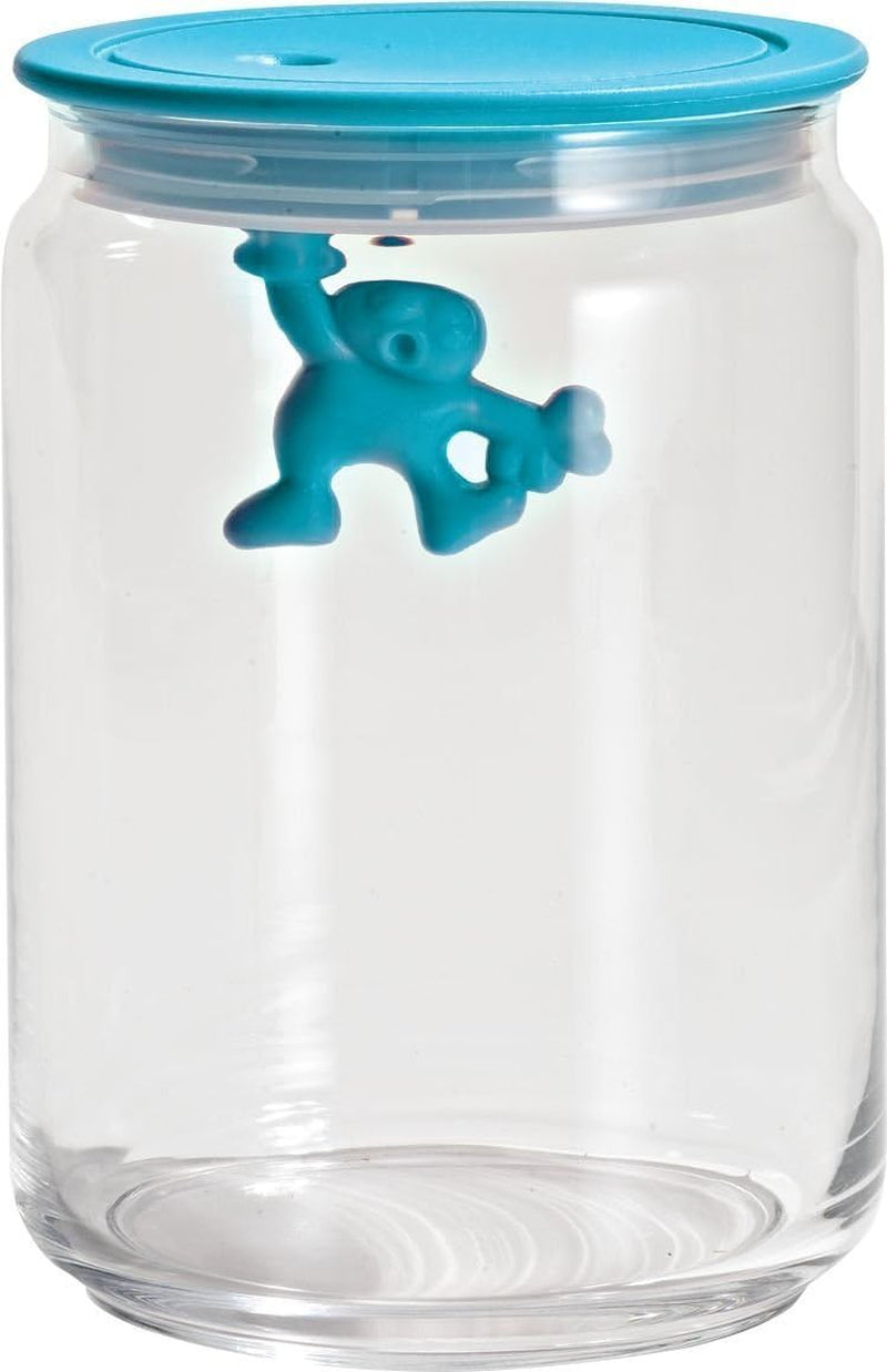 Alessi "Gianni" køkkenkrukke i glas med forseglet låg Termoplastisk harpiks Sort 27,5 x 13,5 x 28 cm Madopbevaringsbokse Naty Shop Lyseblå 8 X 13,5 X 4,5 cm