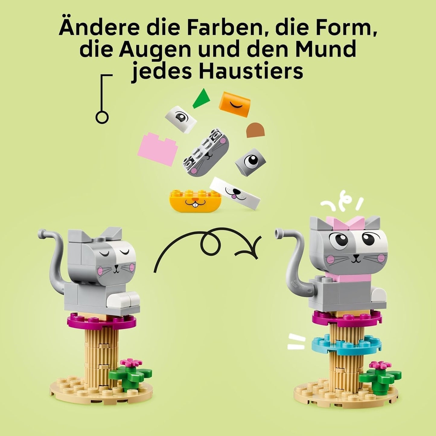 LEGO Classic Creative Animals, æske med farverige klodser, bygge klodsdyrsfigurer som hund, kat, kanin, hamster og fugl, byggelegetøj til drenge og piger fra 5 år 11034 Byggesæt Besuche den LEGO-Store