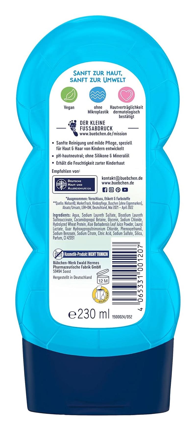 Bübchen Sportsfriend 2In1, Shampoo og shower gel, 230 ml Brusebad og bad Naty Shop