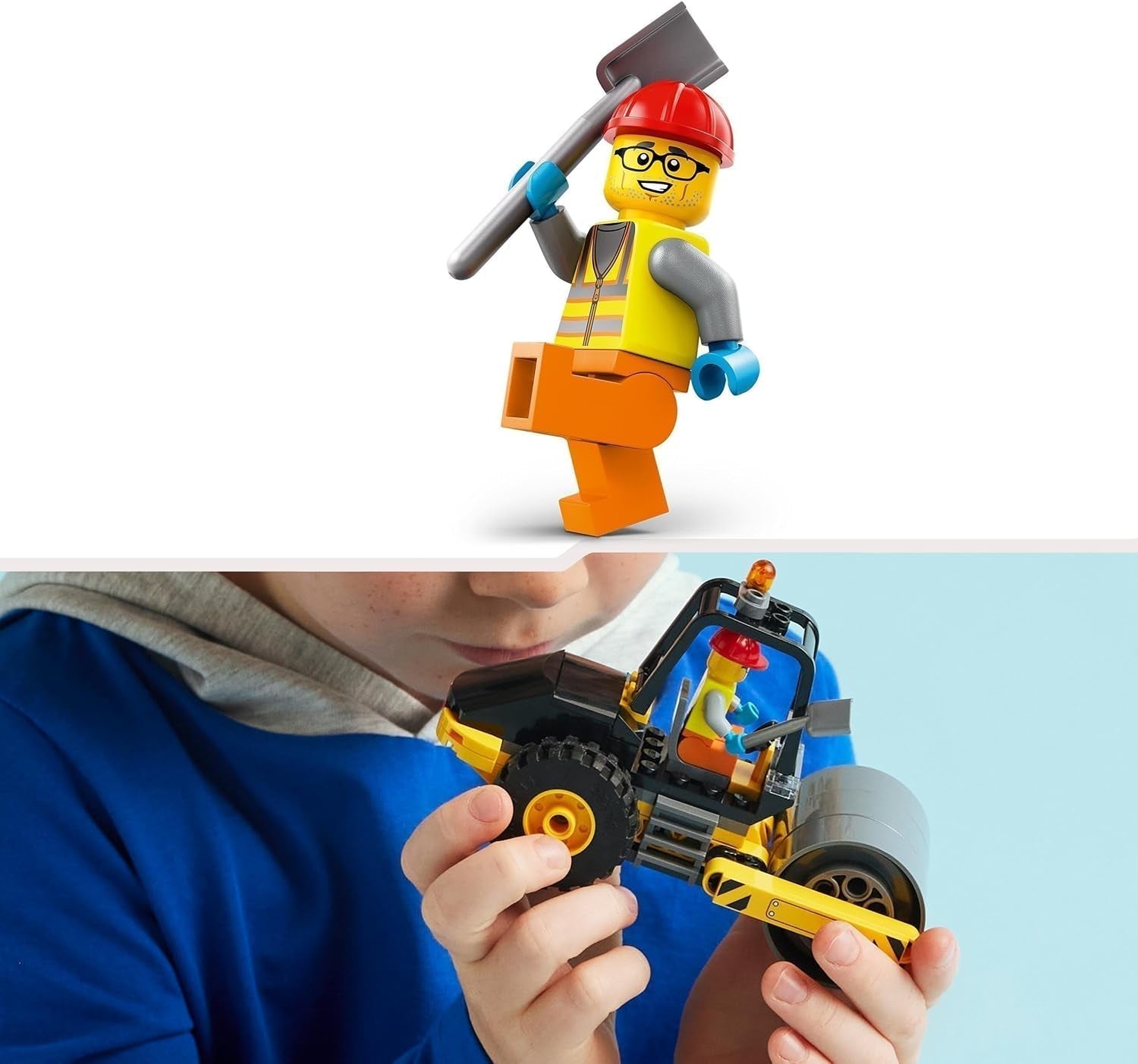 LEGO City Road Roller Byggekøretøj til 5 år børn Damprullelegetøj med bygningsarbejder Minifigur Fantasifuld legeoplevelse for drenge og piger Lille sjov gave 60401 Byggesæt Besuche den LEGO-Store