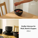 KIVY kornskålesæt - 6 x 850 ml - Store suppe- og grødskåle - Suppeskåle - skåle - kornskåle - suppeskåle - skålsæt - keramisk kornskåle (cremehvid, skåle)