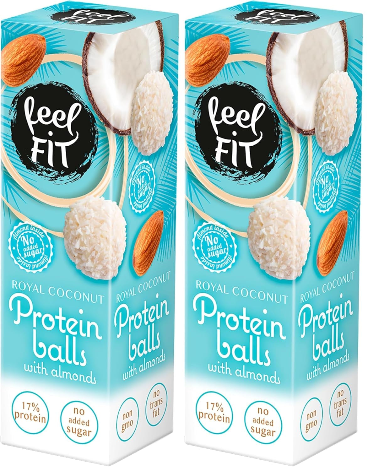 Sukkerfri kokospraliner med mandler, FIT FIT, uden tilsat sukker, 17% protein, 63 g