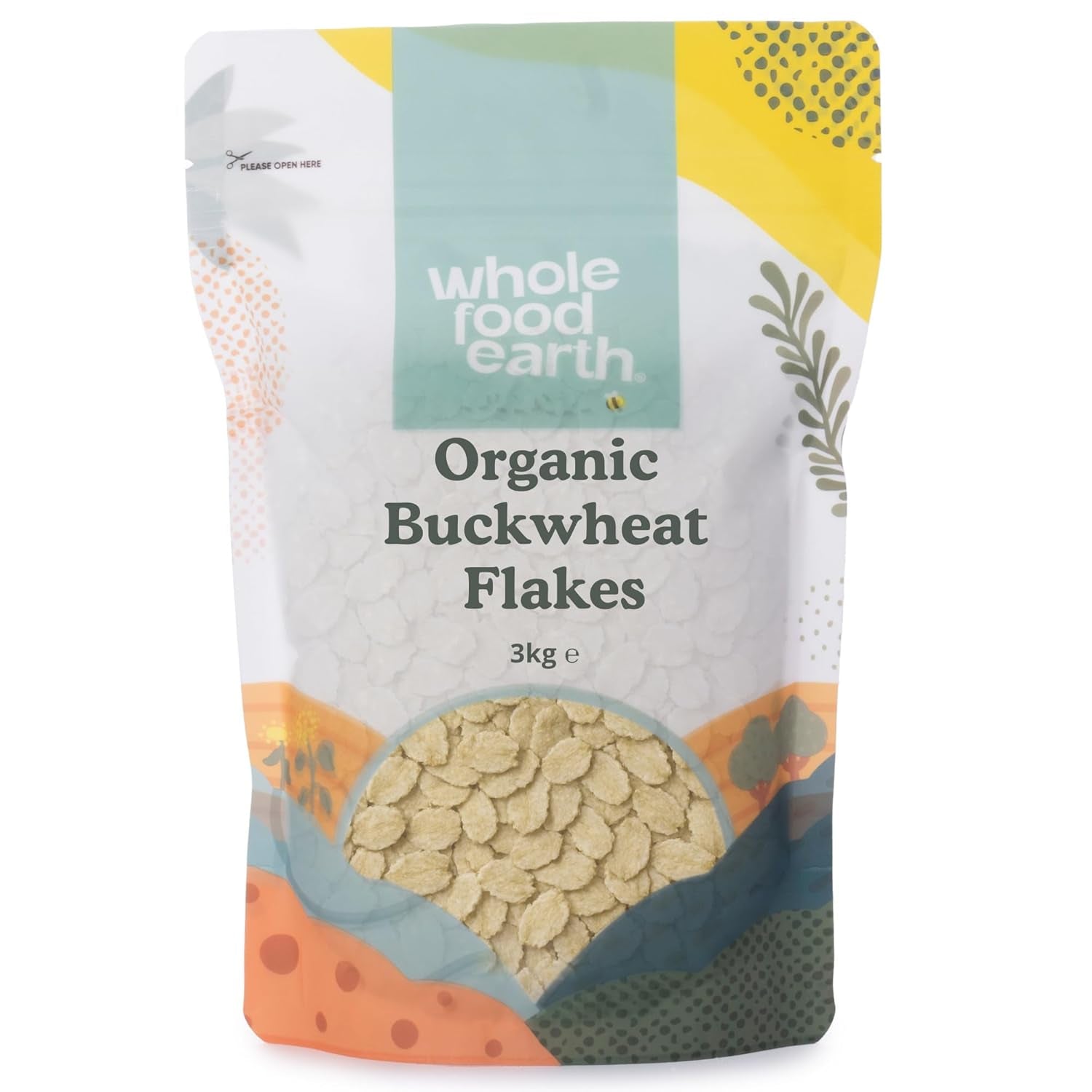 Wholefood Jord Økologiske Boghvede Flakes – 3 kg | Rå | Ikke-GMO | Vegansk | Kilde til fiber | Certificeret økologisk