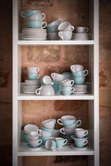 Creatable 34042 Vintage Nature Aqua Series 8-delt servisesæt til 4 porcelæn kaffekopsæt Tåler opvaskemaskine og mikroovn fremstillet i Europa