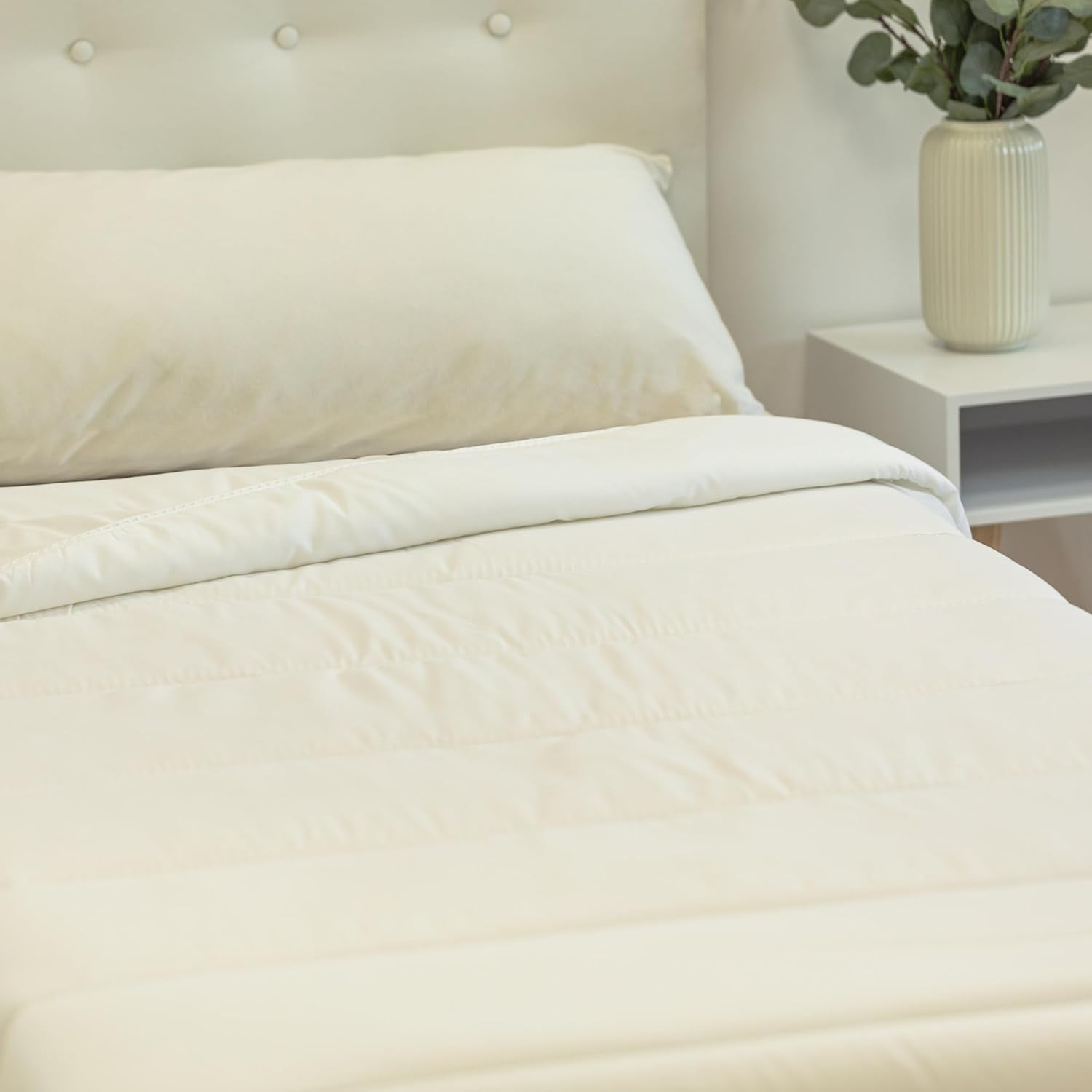 Dyne TRAMAS+ 200 Gr/M² til senge lavet af silikoniserede hule fibre - 150X220 Cm - Oeko Tex certificeret - Hvid, blød, varm, minimalistisk - Seng 90 Cm Dyner og dyner Naty Shop