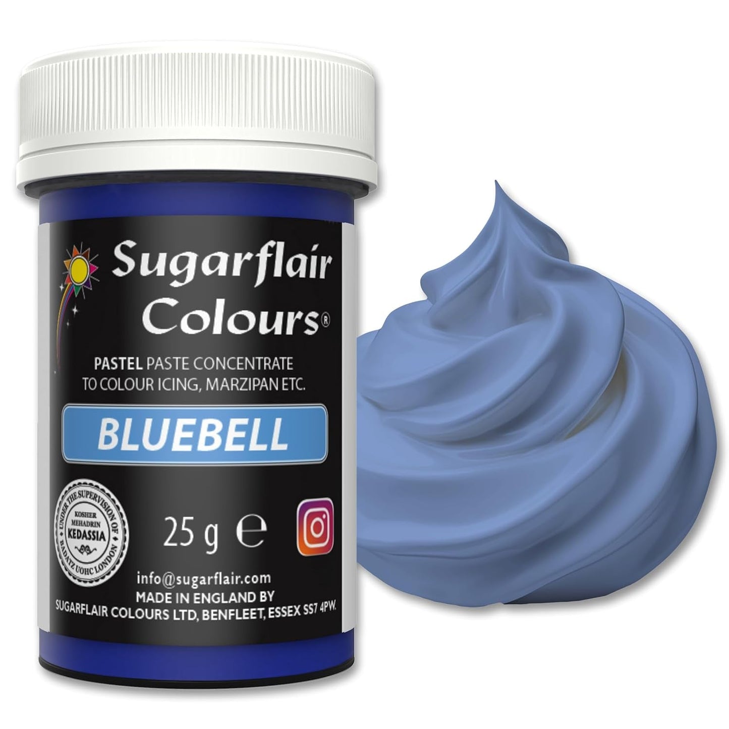 Sugarflair Pastel Madfarve til Pasta, Klokkeblå, Madfarve til Pasta, Fondant og Marcipan, Spectral Concentrated Colors - 25g