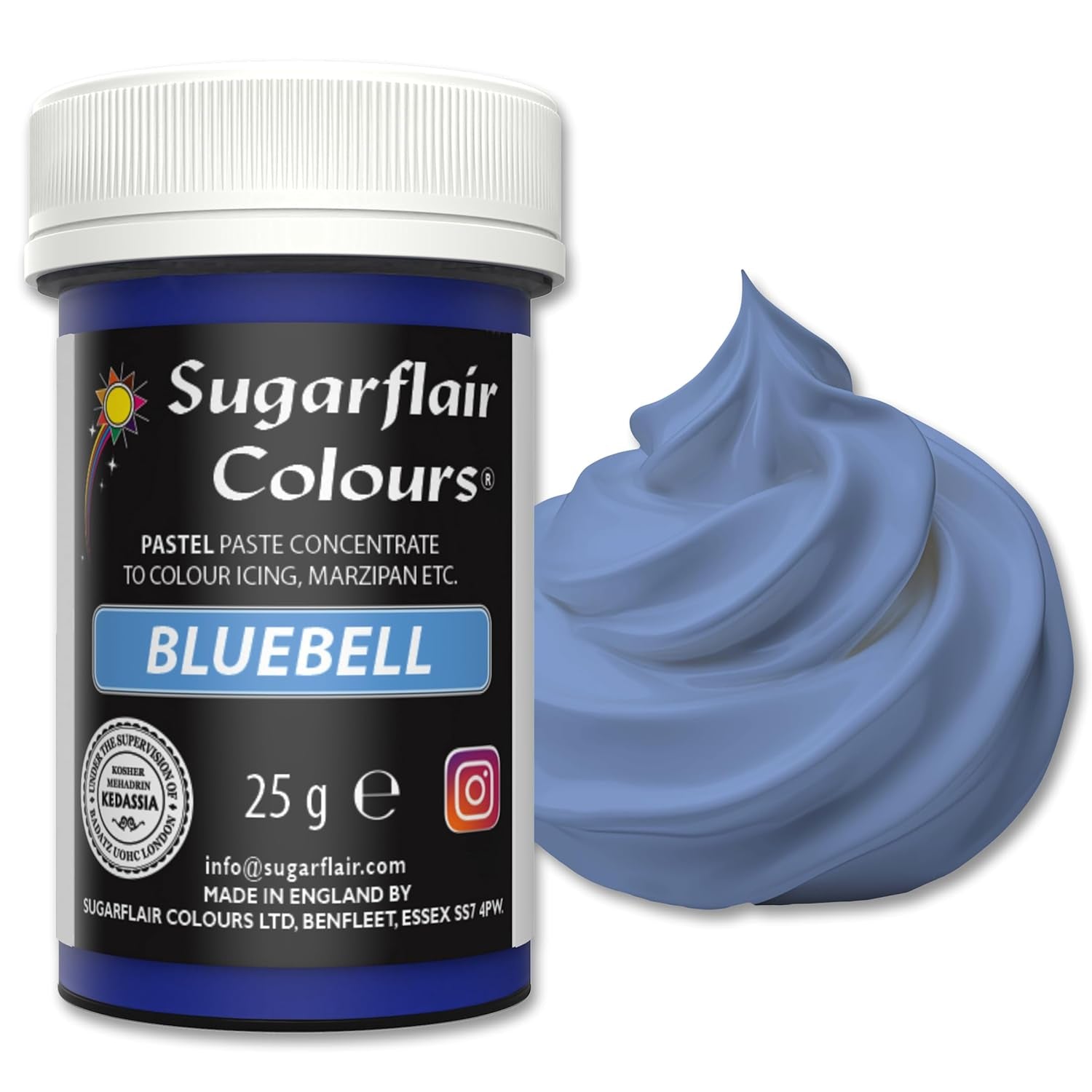 Sugarflair Pastel Madfarve til Pasta, Klokkeblå, Madfarve til Pasta, Fondant og Marcipan, Spectral Concentrated Colors - 25g