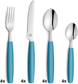 Beckmann & Rommerskirchen 2515 VALOA Besteck sæt 4 personer | 16-Teilig | Olie | Spülmaschinenfest | Hochglanzpoliert | Essbesteck: 4X Messer, Gabel, Esslöffel, Kaffeelöffel Kitchen Naty Shop