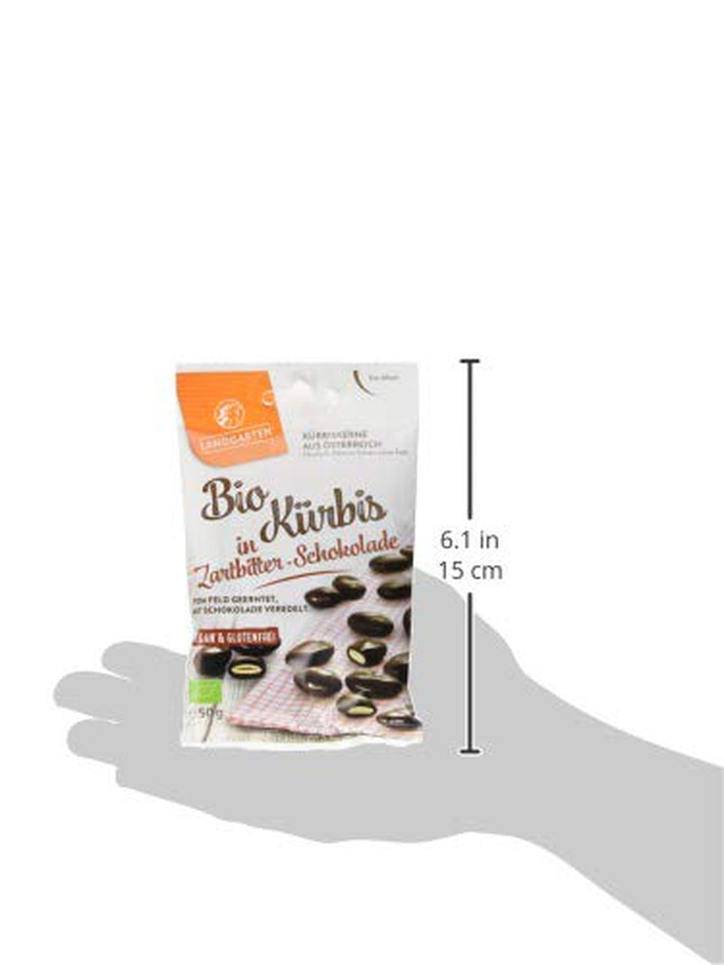 Landgarten økologiske græskarkerner i mørk chokolade - Vegansk ristet græskarfrø-chokolade-snack - kilde til magnesium - 1 x 50 g