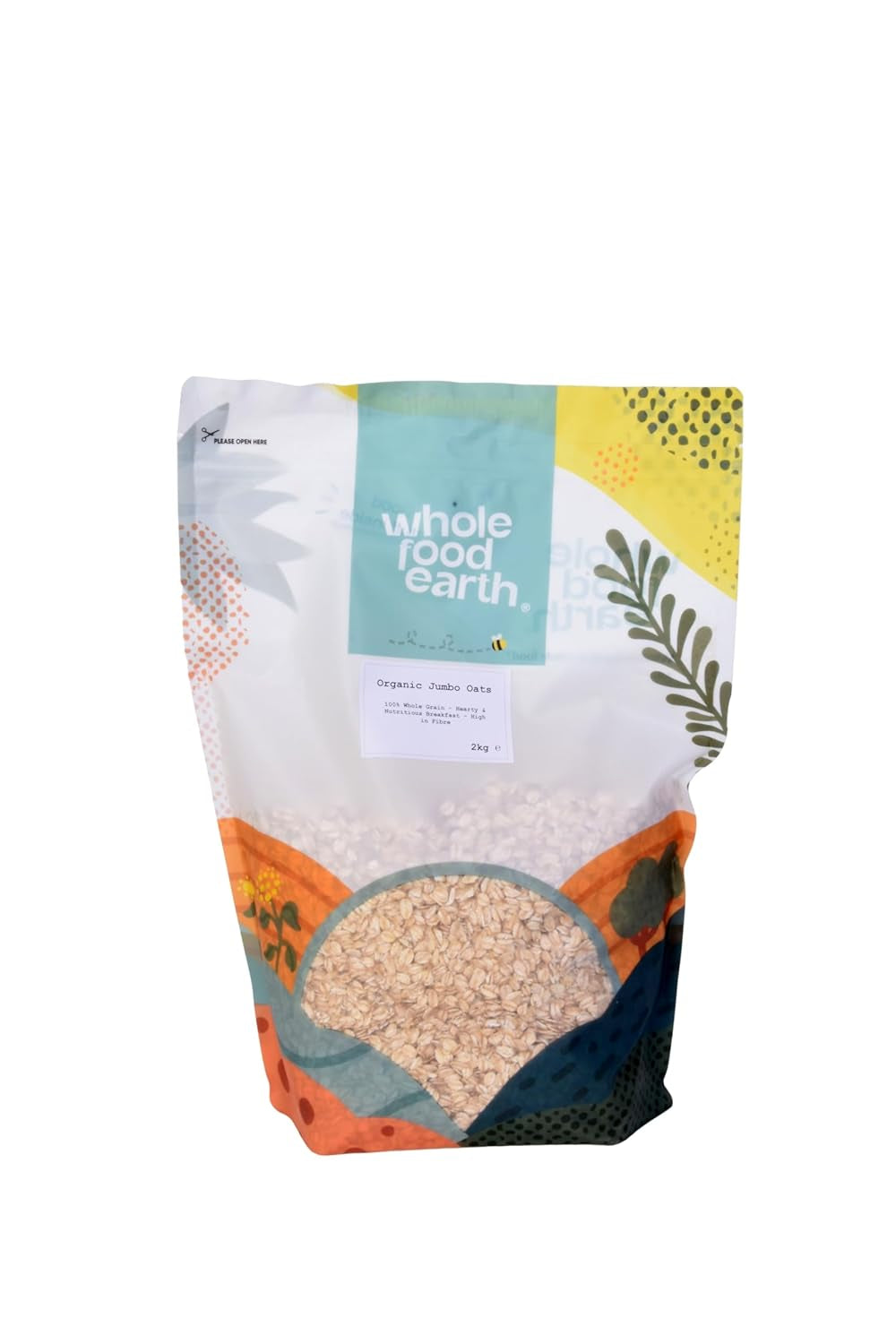 Wholefood Earth Økologisk Jumbo havregryn, glutenfri – 3 kg | Ikke-GMO | Vegansk | Rig på fibre | Certificeret økologisk