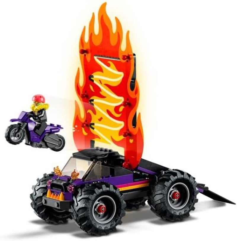 LEGO 60339 City Stuntz Stuntz Show Double Looping Sæt, inkl. rampe, monstertruck, 2X motorcykel og 7 minifigurer, legetøj til børn over 7 år Byggesæt Besuche den LEGO-Store