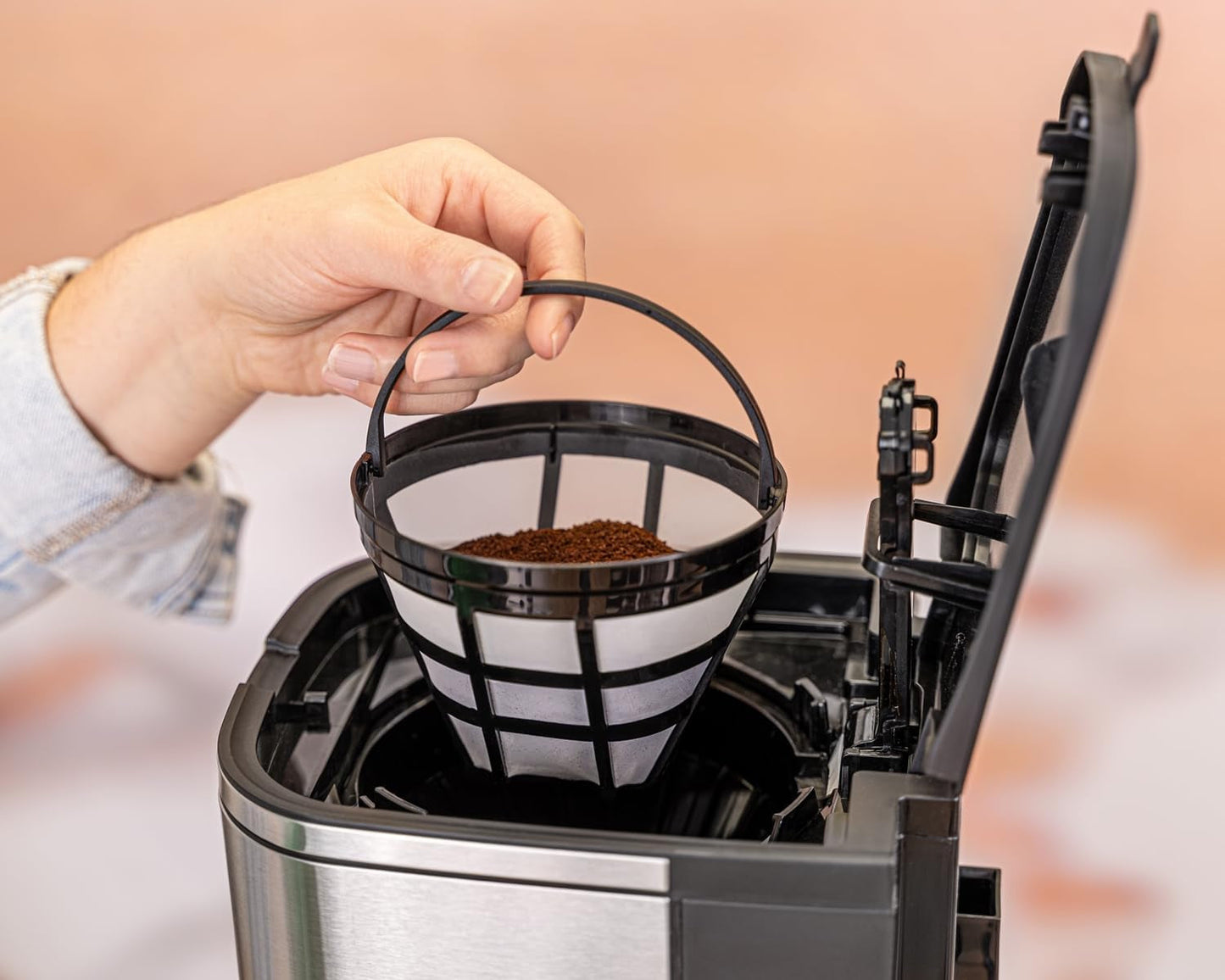 Rommelsbacher FKM 1000 filter espressomaskine - 1,5 liters vandtank til 12 kopper kaffe, glaskaraffel, udskudt start, holde varm funktion, aroma funktion, aftagelig filterholder 1x4