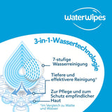 WaterWipes Sensitive+ On The Go Wet Wipes, 100 Wipes (10 Pack), 3 i 1 Renser, Plejer, Beskytter, 99,9% Vand, Duftfri Wipes