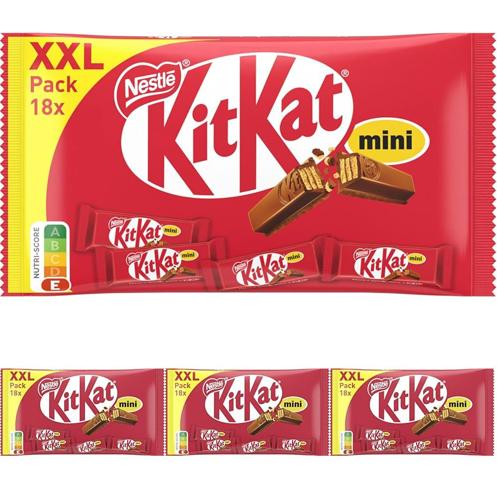 Nestlé Mini XXL Chokoladebarer Mælkechokolade Crunchy Wafer Bars 4 Pakke (1 x 301g)