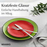 MIAMIO - Sæt med 6 keramiske stentøjstallerkener/middagstallerkener - Le Papillon Collection (farverige, små tallerkener (6x))