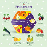 ACORUS | Luksus frugttesæt | Gavesæt med naturlige teer i 6 smagsvarianter | Urtete, frugtte | Sortiment af teer | Teæske med 60 teposer