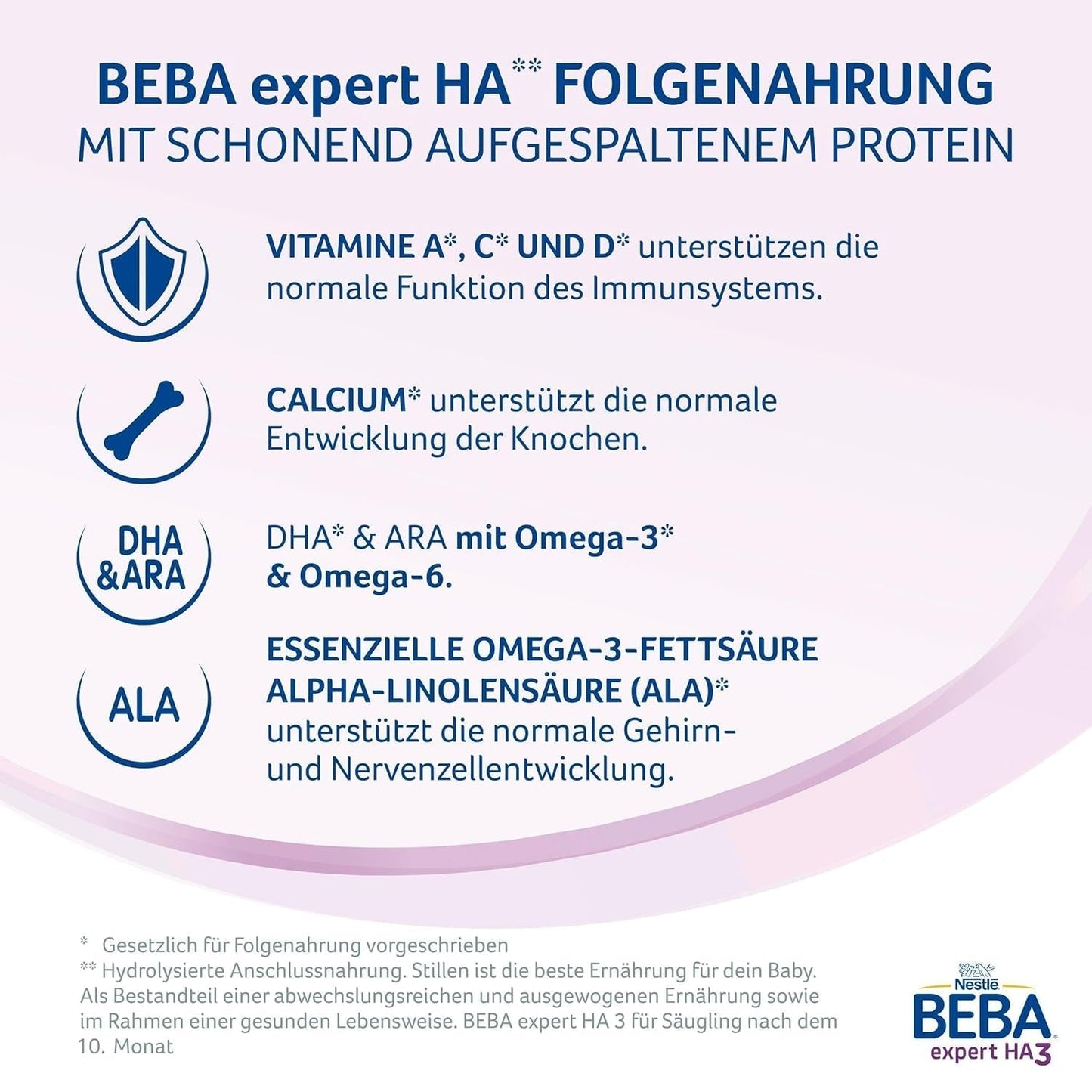 BEBA Expert HA 2 Tilskudsmælk efter 6 måneder, babymad med hydrolyseret protein, kun laktose, palmeoliefri, 6 stk. (6 x 550 g) Naty Shop