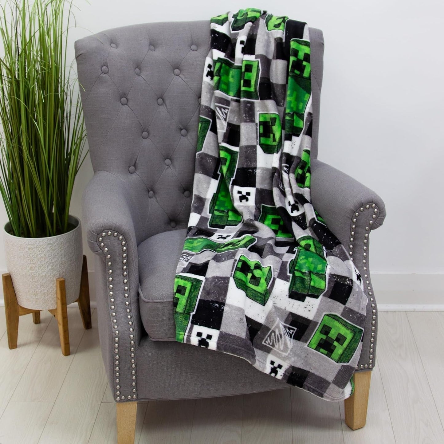 Character World Minecraft Official Fleece Tæppe | Scribble Design Vendbar 2 sider, Super blødt, varmt tæppe senge og tæpper Besuche den Character World-Store