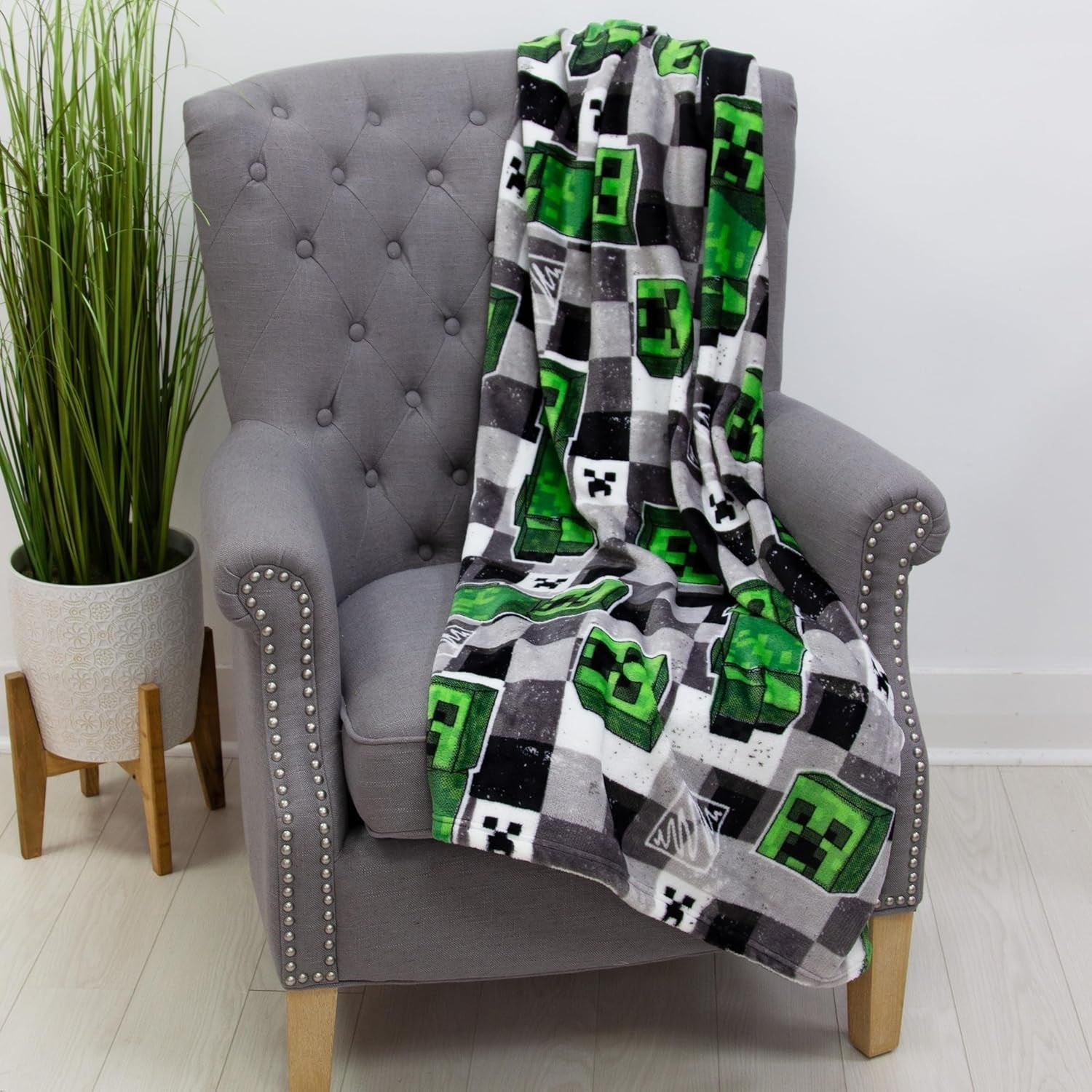 Character World Minecraft Official Fleece Tæppe | Scribble Design Vendbar 2 sider, Super blødt, varmt tæppe senge og tæpper Besuche den Character World-Store