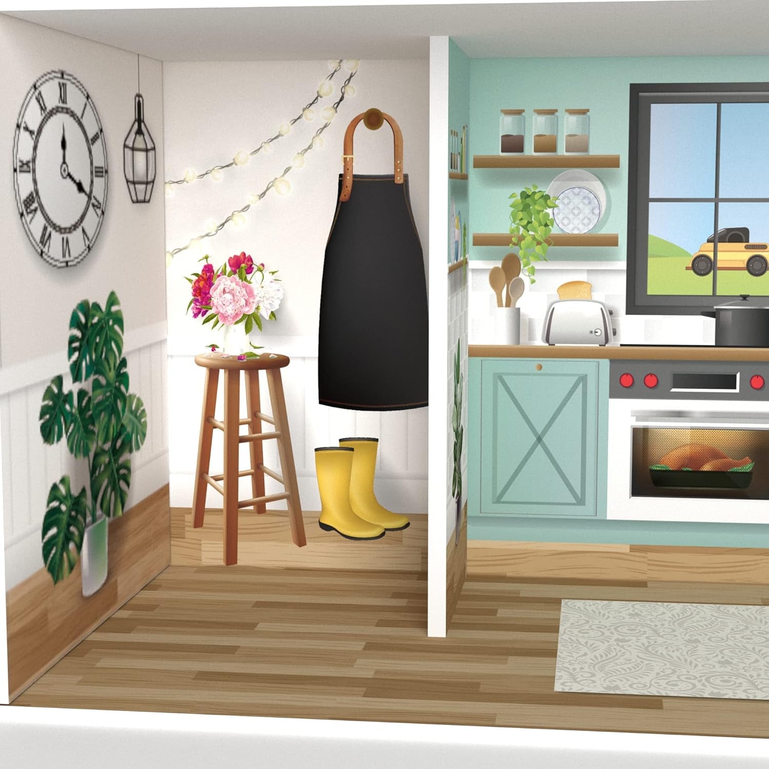 Olivia'S Little World Drømmeland Farmhouse Børn Interaktivt trædukkehus 3 etager med 13 dukkemøbler Tilbehør Hvid TD-13632A Dukkehuse Naty Shop