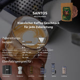 Santos | Kaffebønner 2500g - 100% Arabica fra Brasilien | til espresso, cappuccino eller stærk filtreret kaffe | Omni Stege | Klassisk kaffe - den perfekte introduktion til specialkaffe