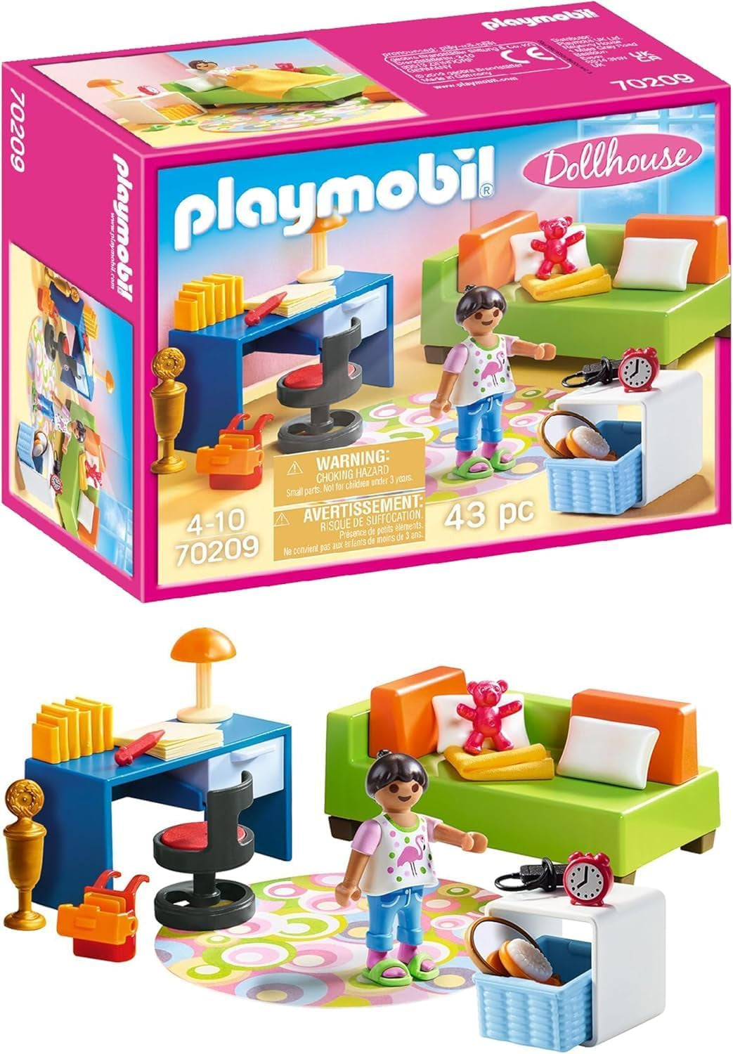 PLAYMOBIL Dukkehus 70209 Ungdomsværelse med pigefigur og tilbehør, alderen 4+