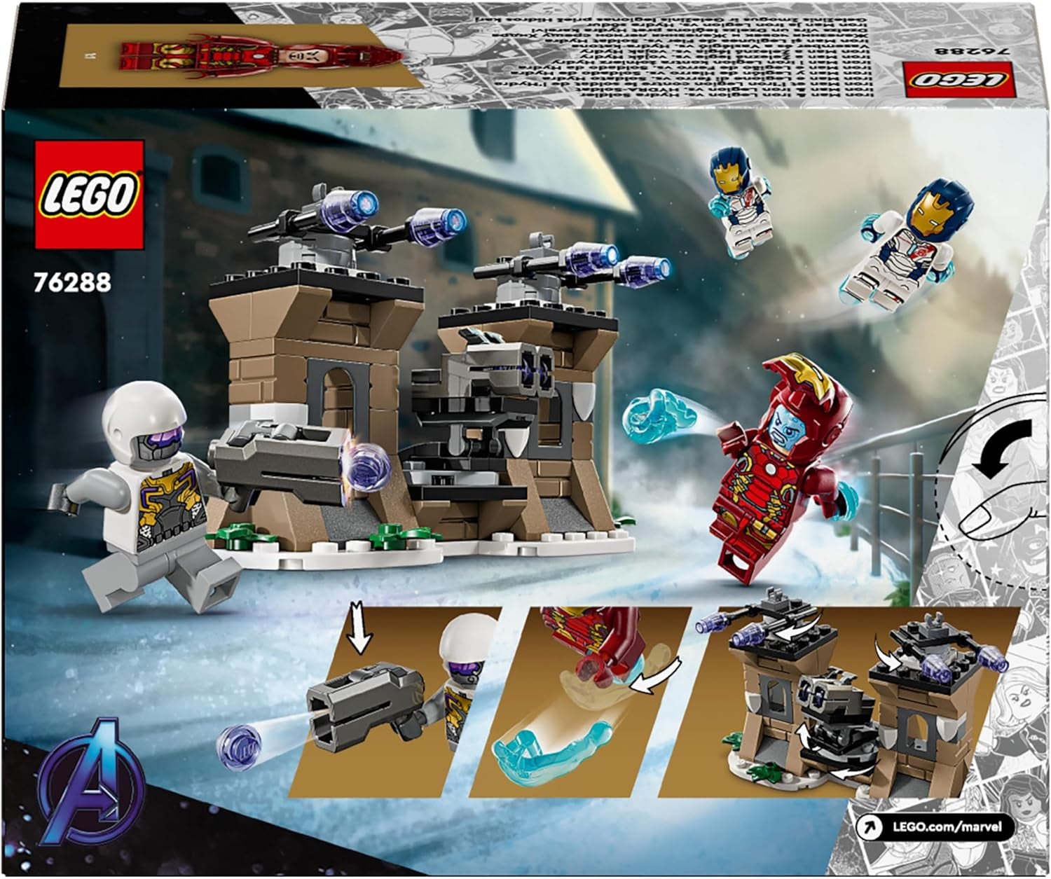 LEGO Marvel Iron Man & Iron Legion vs. Hydra Soldier, Avengers byggelegetøj, kreativt legesæt til børn og superheltefans, gave til drenge og piger 6 år 76288 byggesæt Besuche den LEGO-Store