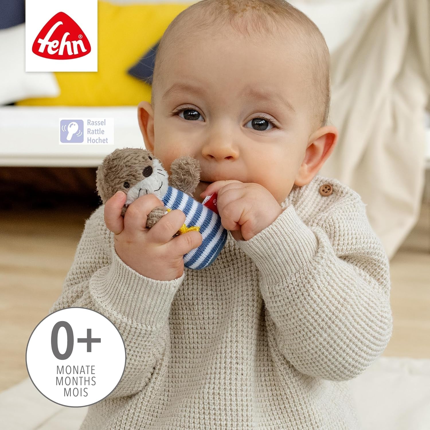 Fehn mini rangle odder - mini gribelegetøj til at rasle, famle og lege med et blødt og nuttet stofdyr - en loyal følgesvend til babyer og småbørn i alderen 0+ måneder Babylegetøj Naty Shop