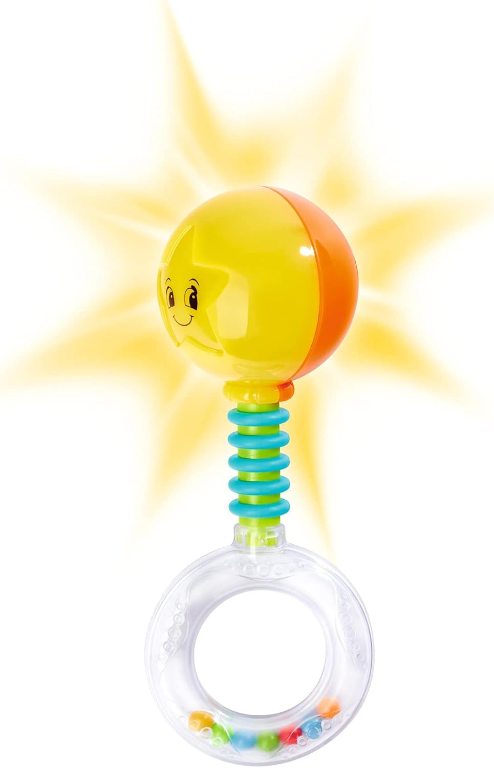 Simba 104010060 - Rangle ABC lyser, lyser ved rystet, 14cm, legetøj til babyer, rangle til babyer, første udstyr, fra 3 måneder, gul Jucarii Bebe Naty Shop