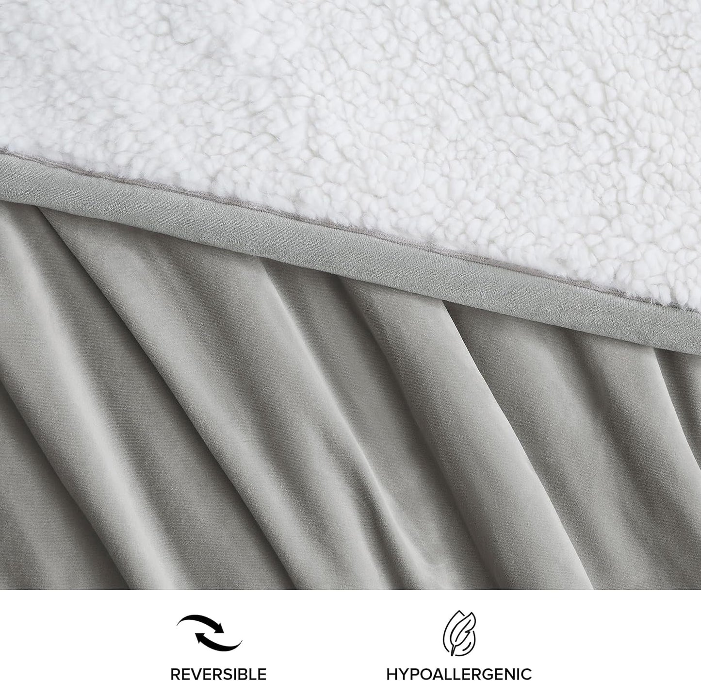 UGG 01465 Bliss Sherpa-tæppe Fuldt vendbart til sofa eller seng Kan maskinvaskes Nem pleje Blødt plys overdimensionerede luksustæpper 178 X 127 cm Seal Naty Shop Dyner og dyner
