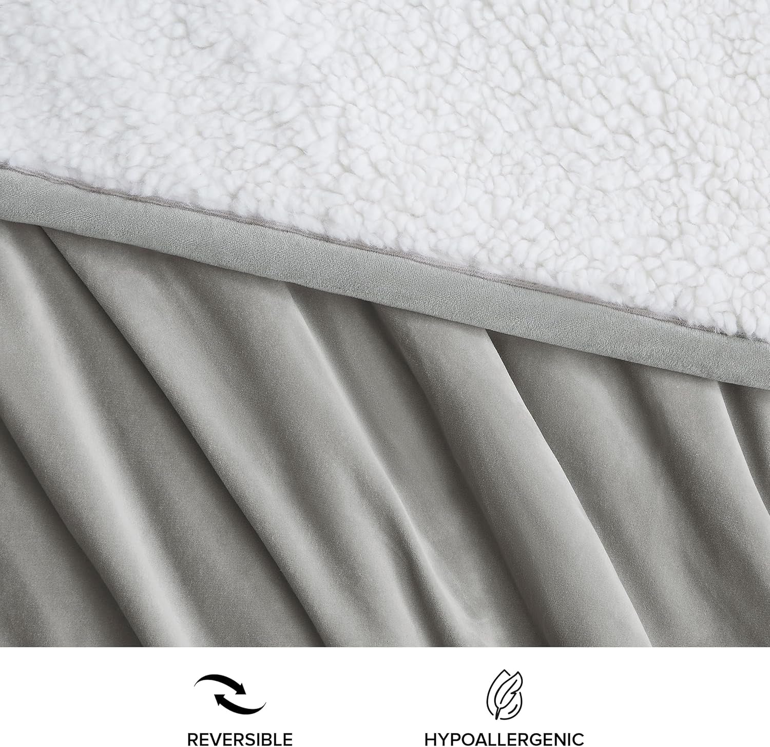 UGG 01465 Bliss Sherpa-tæppe Fuldt vendbart til sofa eller seng Kan maskinvaskes Nem pleje Blødt plys overdimensionerede luksustæpper 178 X 127 cm Seal Naty Shop Dyner og dyner