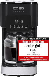 CASO Coffee Taste and Style espressomaskine med permanent filter, 1,5 l, optimal bryggetemperatur 92-96 °C, anti-drypsystem, optimeret bryggehoved, rustfrit stål, 12 kopper