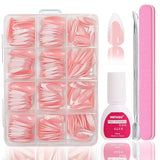 Ballerina falske neglesæt - 240 stykker Delikat lilla pink falske negle, fulddækkende lim på falske negle, falske neglespidssæt til manicure og neglekunst til kvinder og piger (lavendelrosa)