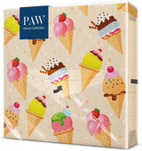 PAW - 3-lags servietter (33 X 33 Cm) I 20 stykker I Perfekt til fester, fødselsdage, helligdage I Bordpynt til børneselskaber - Farverigt motiv papirservietter - Is I Is