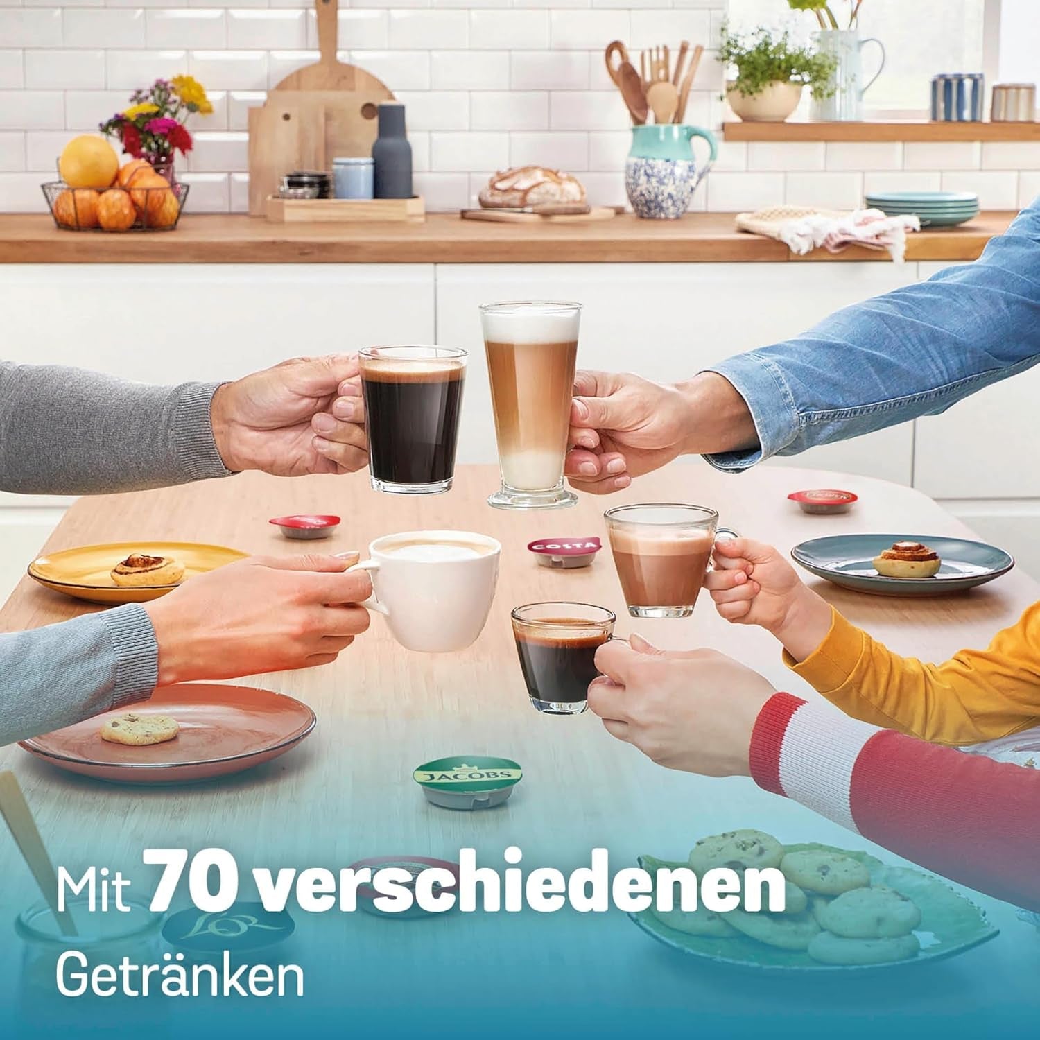 Bosch Tassimo finesse TAS162E kapsel espressomaskine, 70 drinks, mere intens kaffe med et tryk på en knap, automatisk sluk, bæredygtig, perfekt dosering, 1400 W, sort/sort