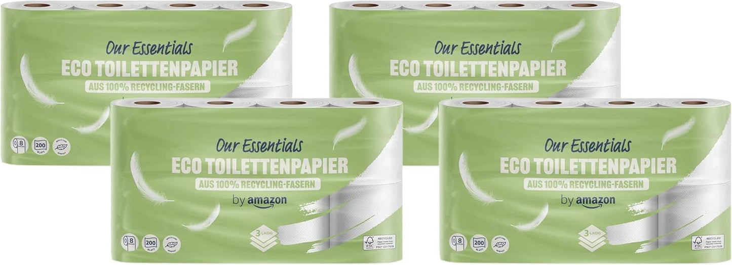 By Amazon Toiletpapir, 3 lag, 10 ruller (10 ruller, 1-pak) 200 ark pr. rulle, Fsc certificeret