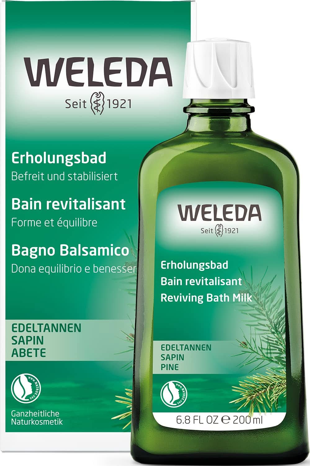 WELEDA, naturkosmetik Økologisk badeessens med æteriske olier af gran og sølvgran til afslapning og pleje, badetilsætning til indre styrke, 200 ml Brusebad og bad Naty Shop