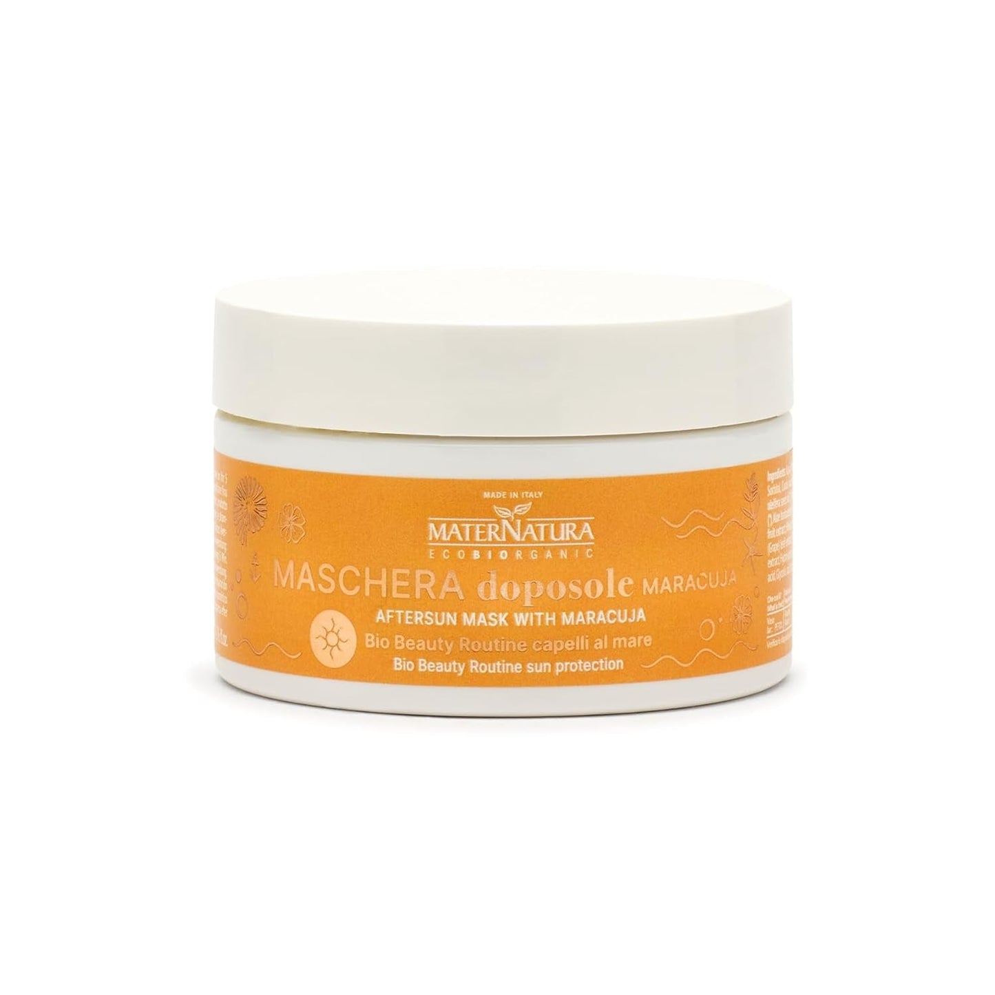 Maternatura Passion Fruit Aftercare Mask fugter og giver håret elasticitet efter soleksponering Økologisk skønhedsrutine til strandhår Certificeret organisk fremstillet i Italien - 200 ml Naty Shop hårmaske Standard titel