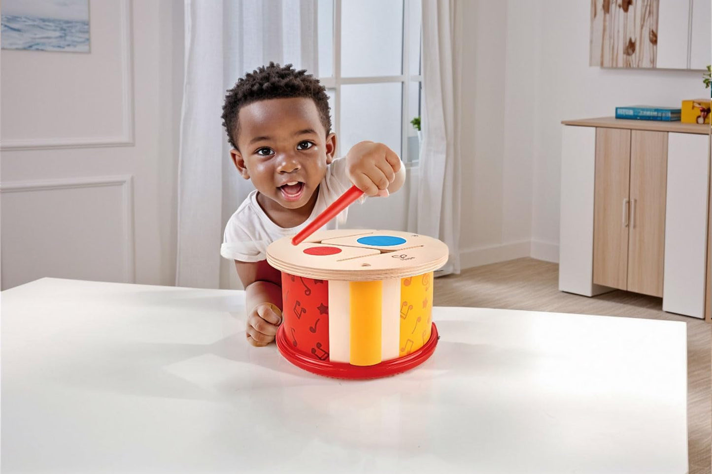 Hape dobbeltsidet trætromle | musiklegetøj til små børn Jucarii Bebe Naty Shop