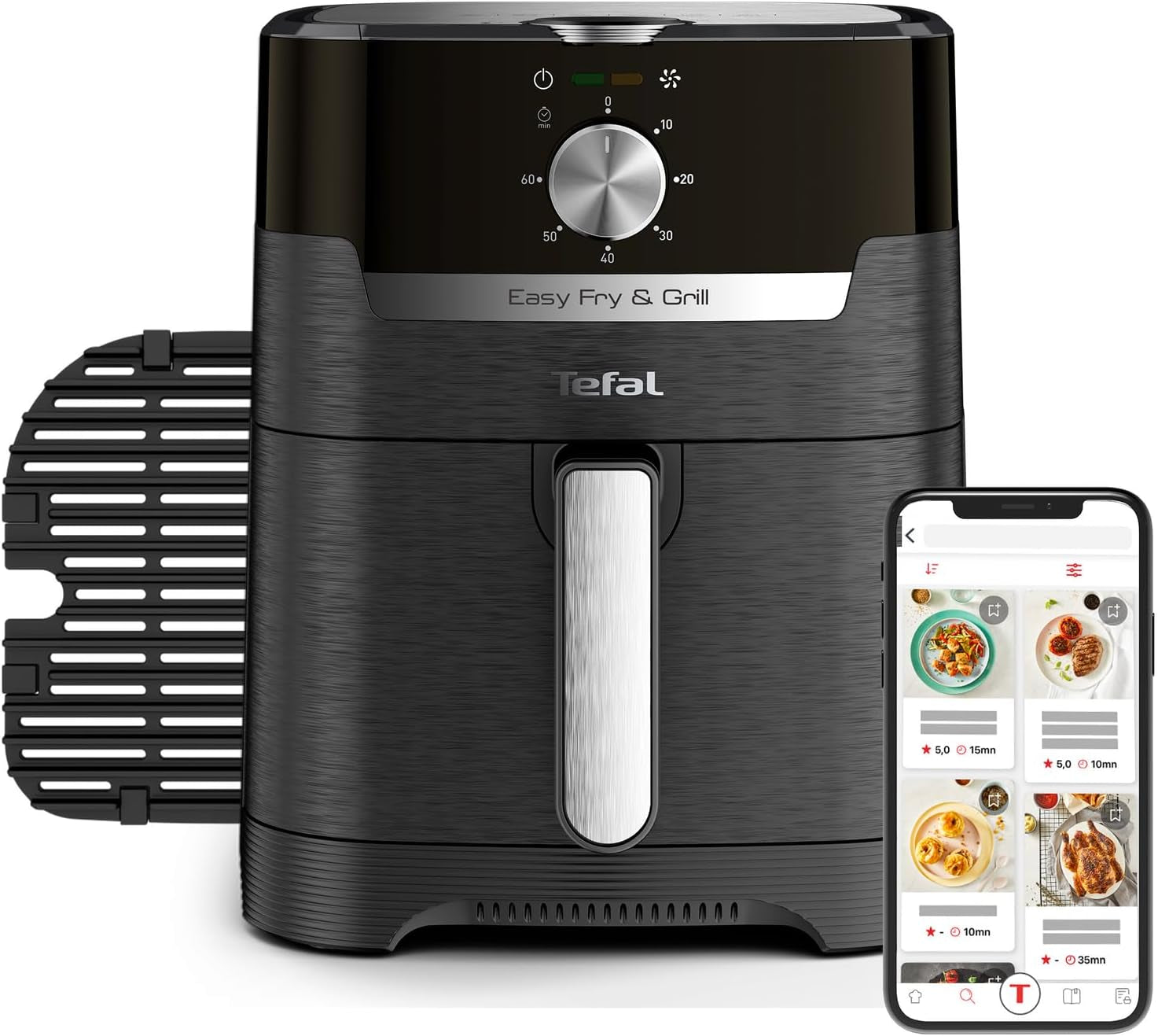 Tefal EY5018 Easy Fry & Grill Classic Air Fryer, 2 i 1 teknologi (Air Fryer og Grill), XL, 4,2 liter til 6 portioner, 1550 watt Hvidevarer Naty Shop