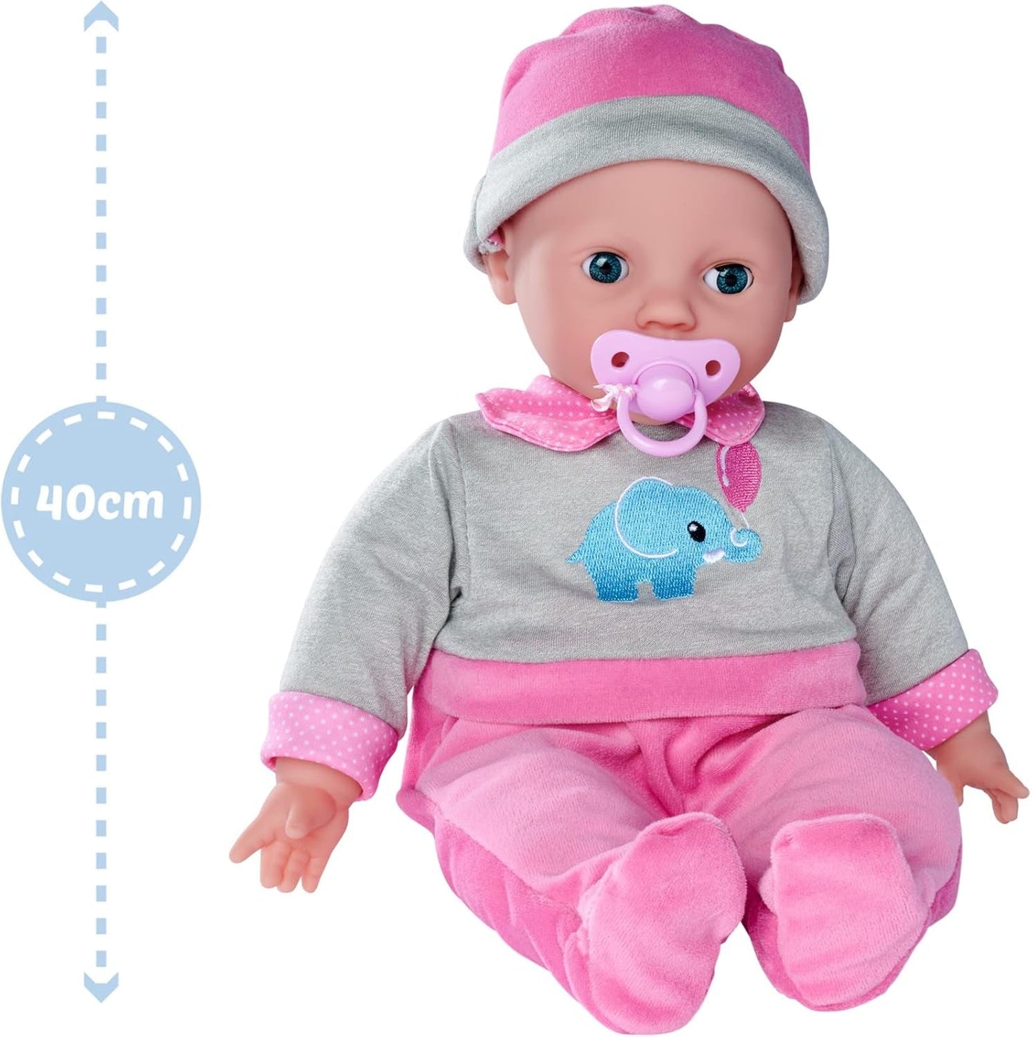 Simba 105140066 - Laura Interaktiv, blød dukke med søvnige øjne, pludrer ved bevægelse, drikker fra flaske og sover, 40 cm, dukke fra 2 år Naty Shop Dolls